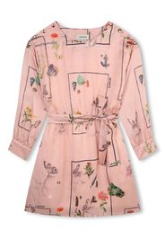 Lanvin Enfant botanical-print satin dress - Rosa