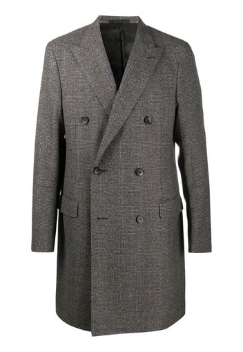 checked double-breasted coat