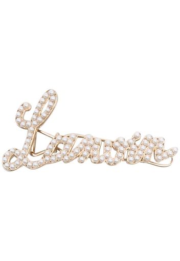 LANVIN pearl-embellished logo hair clip - Bianco