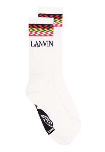 LANVIN Calzini a metà polpaccio con logo - Bianco