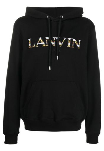 Lanvin embroidered-logo pouch-pocket hoodie - Nero