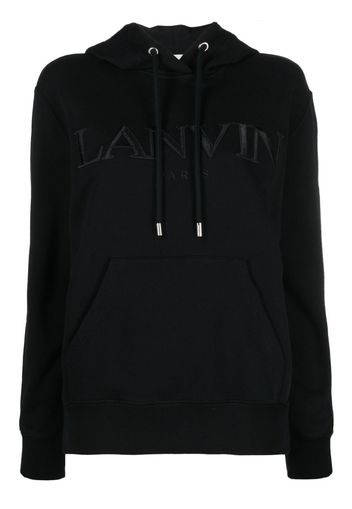 Lanvin embroidered-logo long-sleeve hoodie - Nero