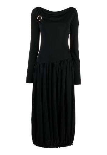 Lanvin long-sleeve asymmetric midi dress - Nero