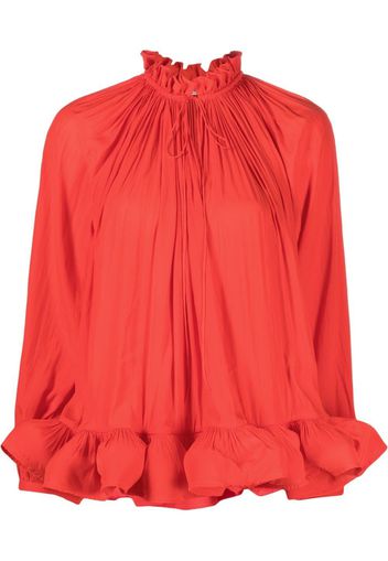 Lanvin ruffled gathered blouse - Rosso