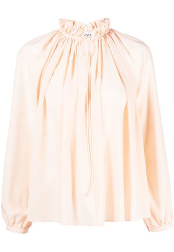 Lanvin pleated-neckline silk blouse - Arancione