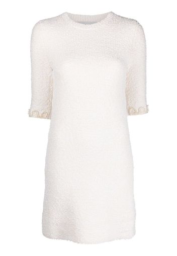 Lanvin floral-embroidered knitted tweed dress - Bianco