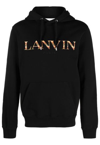 Lanvin embroidered-logo cotton hoodie - Nero