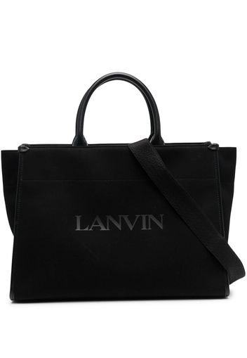 Lanvin logo-print leather tote bag - Nero