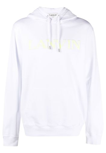 Lanvin embroidered-logo pouch-pocket hoodie - Bianco