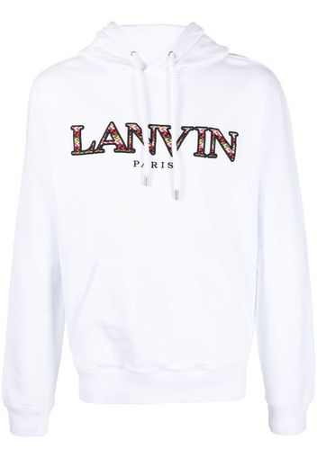Lanvin embroidered-logo drawstring hoodie - Bianco