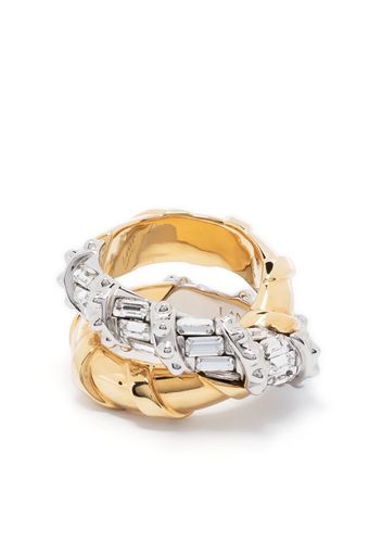 Lanvin crystal-embellished two-tone ring - Oro