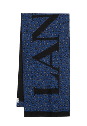 Lanvin intarsia-knit logo scarf - Blu