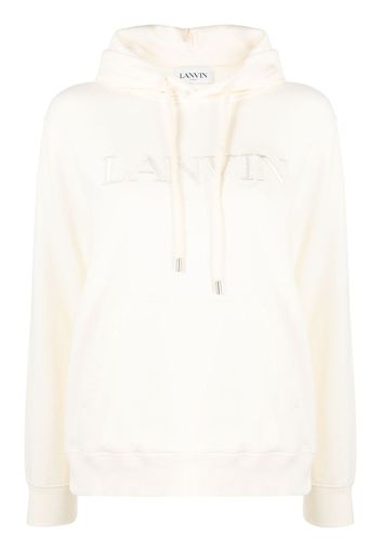 Lanvin logo-embroidered fleece hoodie - Toni neutri