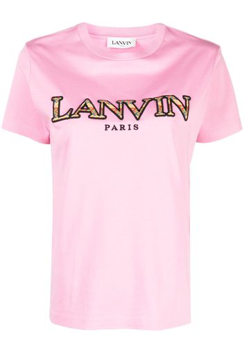 Lanvin logo-embroidered cotton T-shirt - Rosa