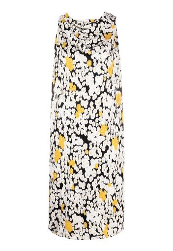 Lanvin floral-print draped mini dress - Nero