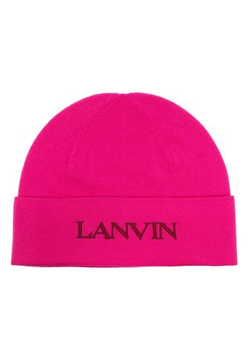 Lanvin logo-embroidered wool beanie - Rosa