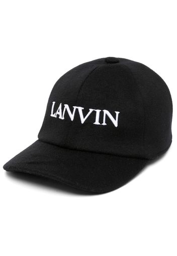 Lanvin logo-embroidered wool-blend cap - Nero