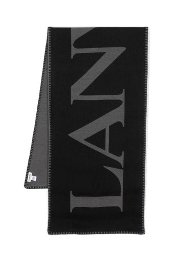 Lanvin logo-intarsia knitted scarf - Nero