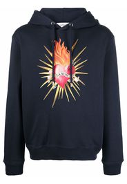 LANVIN cotton heart print hoodie - Blu