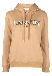 Lanvin embroidered-logo cotton hoodie - Marrone