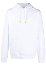 Lanvin embroidered-logo pouch-pocket hoodie - Bianco