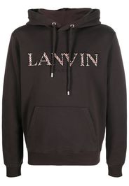 Lanvin embroidered-logo cotton hoodie - Marrone