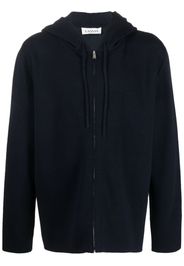 Lanvin logo-embroidered wool-blend hoodie - Blu