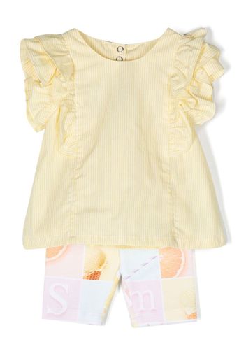 Lapin House Set top e pantaloni con ruches - Giallo