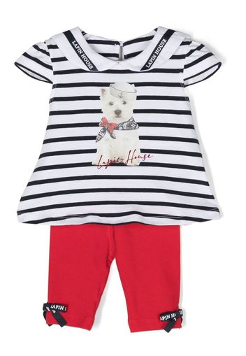 Lapin House Set top e pantaloni con stampa cane - Rosso