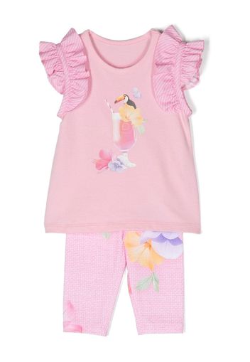 Lapin House Set top e pantaloni con stampa grafica - Rosa