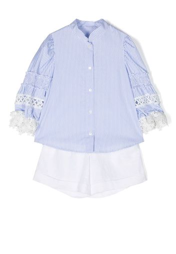 Lapin House Set top e shorts a righe - Blu