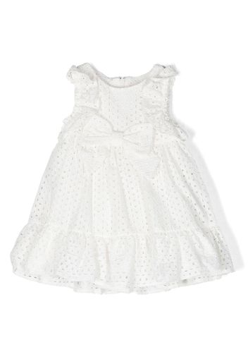 Lapin House embroidered sleeveless pleated dress - Bianco