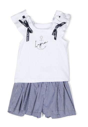 Lapin House Set top e shorts a quadretti - Bianco