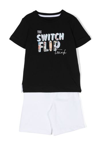 Lapin House Switch Flip cotton short set - Nero