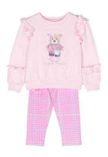 Lapin House Felpa e leggings con stampa Teddy Bear - Rosa