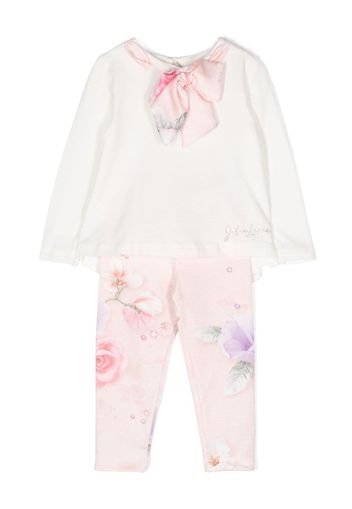 Lapin House Leggings e camicia con motivo a fiori - Rosa