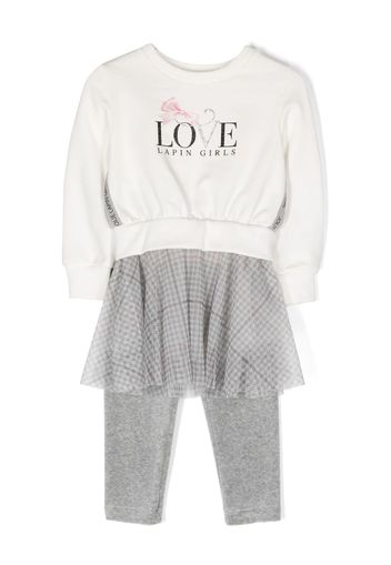 Lapin House Abito e leggings Love - Bianco