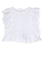 Lapin House Blusa smanicata con ruches - Bianco