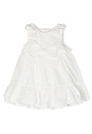 Lapin House embroidered sleeveless pleated dress - Bianco