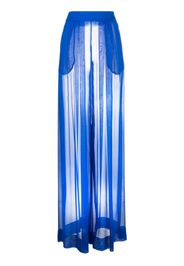 LaQuan Smith high-rise wide-leg silk trousers - Blu