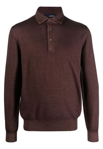 Lardini long-sleeve wool polo shirt - Marrone