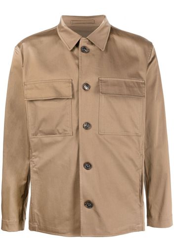 Lardini long-sleeve stretch-cotton shirt - Marrone