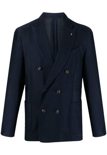 Lardini double-breasted logo-plaque blazer - Blu