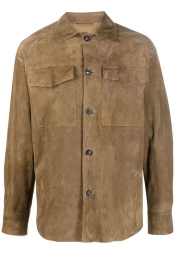 Lardini calf-suede shirt jacket - Marrone