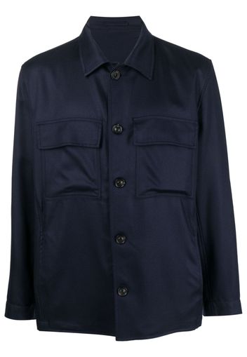 Lardini gabardine satin shirt jacket - Blu