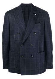 Lardini double-breasted checked blazer - Blu