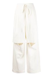 Lauren Manoogian textured split linen-cotton track pants - Bianco