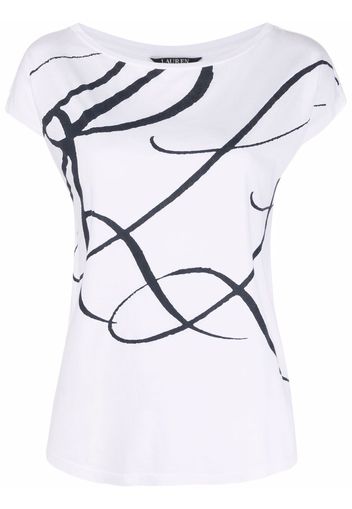 Lauren Ralph Lauren oversized logo print top - Bianco