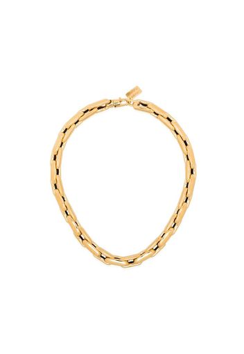 14K yellow gold medium square link necklace