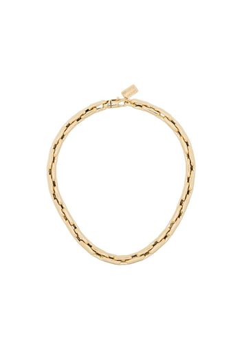 14K yellow gold small square link necklace